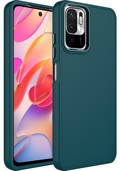 Xiaomi Redmi 10 Kılıf Metal Kamera Koruma Çerçeveli Mat Luna Silikon
