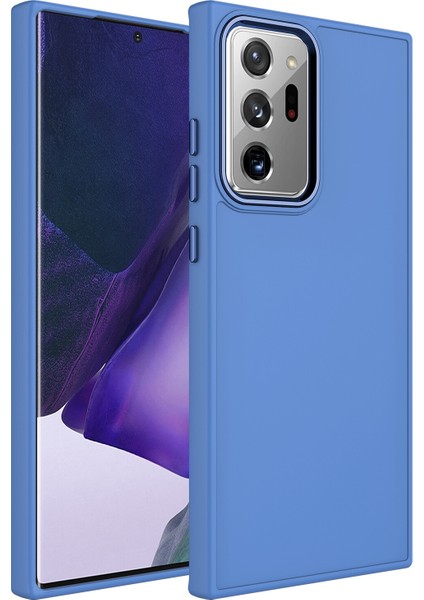 Samsung Galaxy Note 20 Ultra Kılıf Metal Kamera Koruma Çerçeveli Mat Luna Silikon