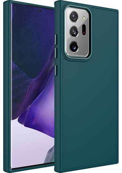 Samsung Galaxy Note 20 Ultra Kılıf Metal Kamera Koruma Çerçeveli Mat Luna Silikon
