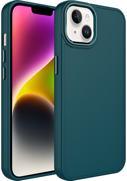 Apple Iphone 13 Kılıf Metal Kamera Koruma Çerçeveli Mat Luna Silikon