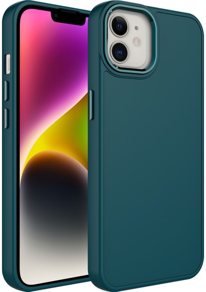 Apple Iphone 12 Kılıf Metal Kamera Koruma Çerçeveli Mat Luna Silikon