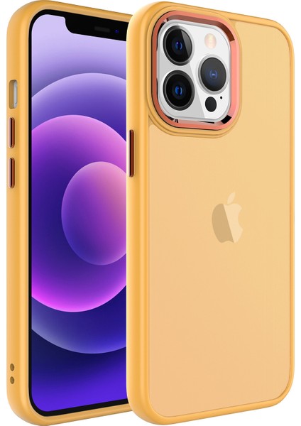 Apple Iphone 13 Pro Max Kılıf Metal Kamera Koruma Çerçeveli Buzlu May Silikon