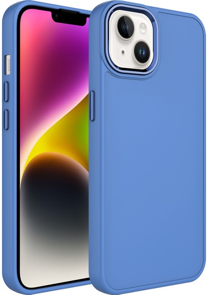 Apple Iphone 14 Plus Kılıf Metal Kamera Koruma Çerçeveli Mat Luna Silikon