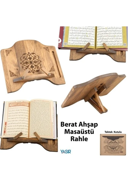 Berat Hac Ahşap Rahle - Masa Üstü Ahşap Rahle - Berat Oymalı Ahşap Rahle