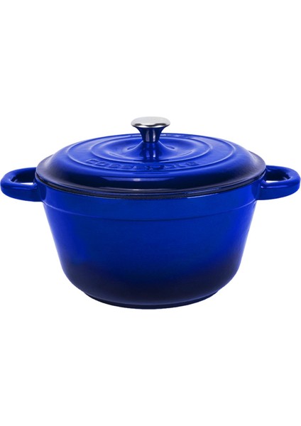 Döküm Yuvarlak Tencere Döküm Demir Kapak New Heritage Serisi ÇAP(Ø)24CM. - Mavi