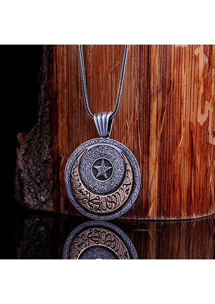 Ayyıldız Model Kelime-I Tevhid Ayetel Kursi Yazılı Madalyon Gümüş Kolye fiyatları