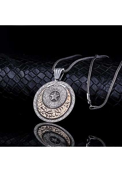 Ayyıldız Model Kelime-I Tevhid Ayetel Kursi Yazılı Madalyon Gümüş Kolye modelleri