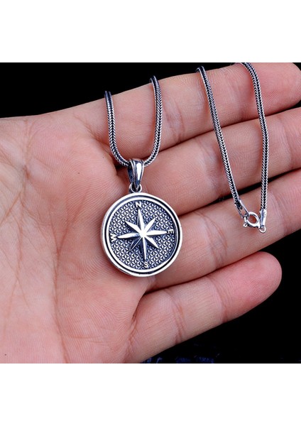 Yön Pusulası Model 925 Ayar Gümüş Kolye