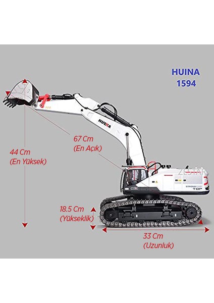 Huına 1/14 Profesyonel (2022) 22 Kanal Rc Model 4 Farklı Kepçeli Ekskavatör Kazıcı Uzaktan Kumandali Çok Fonksiyonlu Iş Makinası - 2.4g Sesli & Işıklı - 1594 -