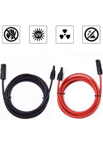 Solar Kablo 6 Mm2 Kırmızı-Siyah 10+10 Toplam 20 Metre- 2 Set Mc4 Konnektörlü