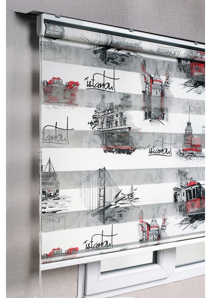 Brillant Istanbul Desenli Zebra Stor Güneşlik Perdeler