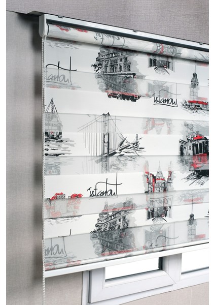 Brillant Istanbul Desenli Zebra Stor Güneşlik Perdeler