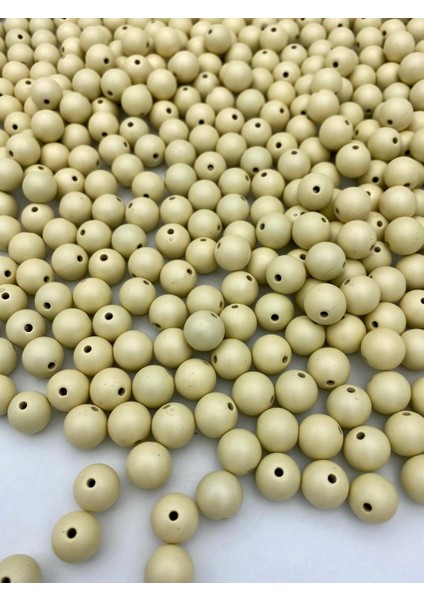 12MM Krem Renk Mat Metalik Plastik Boncuk (100GR,~28 Adet)