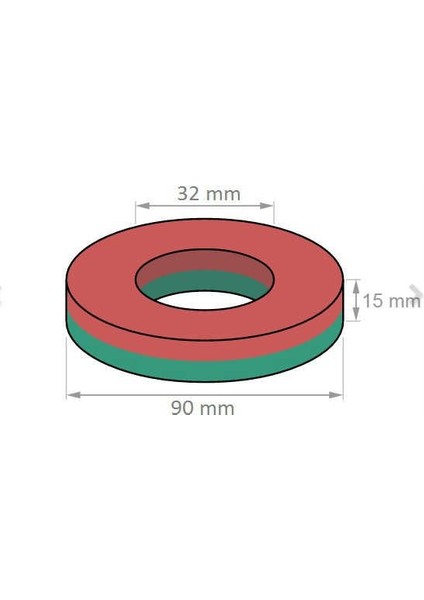 Mıknatıs, 2 Adet 80MM x D40MM x 15MM Güçlü Ferrit Kömür Seramik Halka Mıknatıs