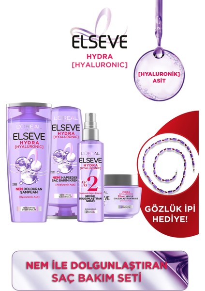 Hydra [Hyaluronic] Nem İle Dolgunlaştıran Saç Bakım Seti - Şampuan & Saç Bakım Kremi & Serum