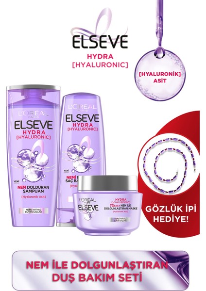 Hydra [Hyaluronic] Nem İle Dolgunlaştıran Duş Bakım Seti - Şampuan & Saç Bakım Kremi & Maske