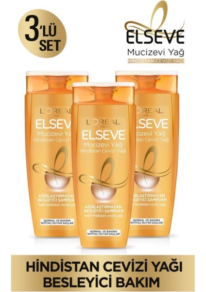 Mucizevi Hind. Cevizi Yağı Ağırlaştırmayan Besleyici Sh 450ml 3'Lü Set