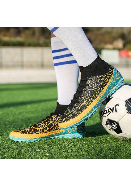 Fg/tf Futbol Ayakkabıları Kaymaz Başak Krampon Genç Çocuklar Yüksek Ayak Bileği Kramponları Çim Futbol Sneakers (Yurt Dışından)