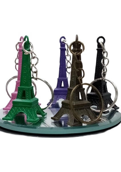 Paris Eyfel Kulesi 3D Metal Anahtarlık Renkli 5 Adet
