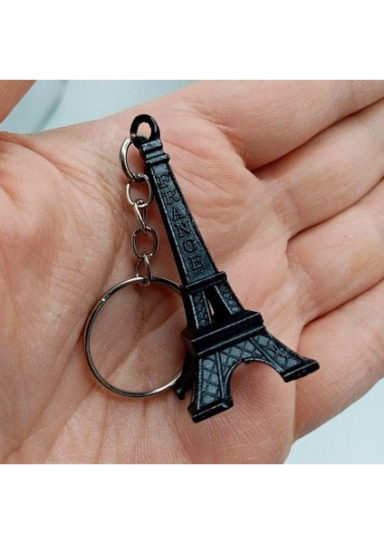 Paris Eyfel Kulesi 3D Metal Anahtarlık Siyah