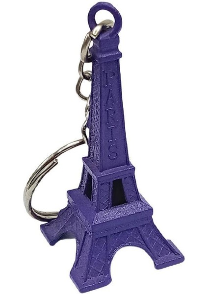 Paris Eyfel Kulesi 3D Metal Anahtarlık Mor