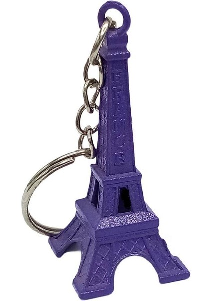 Paris Eyfel Kulesi 3D Metal Anahtarlık Mor