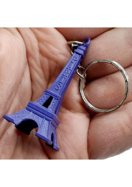 Paris Eyfel Kulesi 3D Metal Anahtarlık Mor