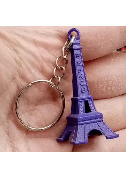 Paris Eyfel Kulesi 3D Metal Anahtarlık Mor