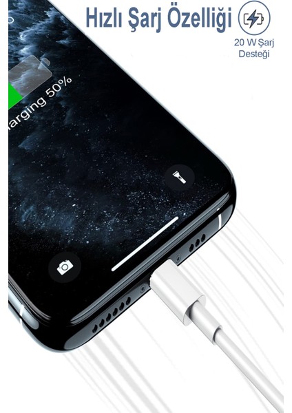Type-C To Lightning 20W Hızlı Şarj ve Data Kablosu 1 Metre