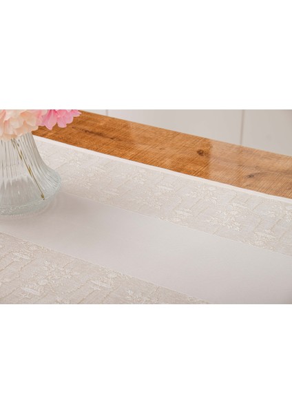 Ayda Jakar Polyester Kumaş Bej Runner 45X150 cm - 1416