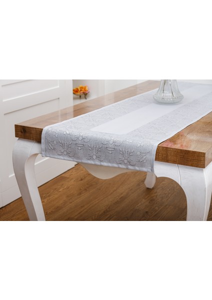 Ayda Jakar Polyester Kumaş Gri Runner 45X150 cm - 1417