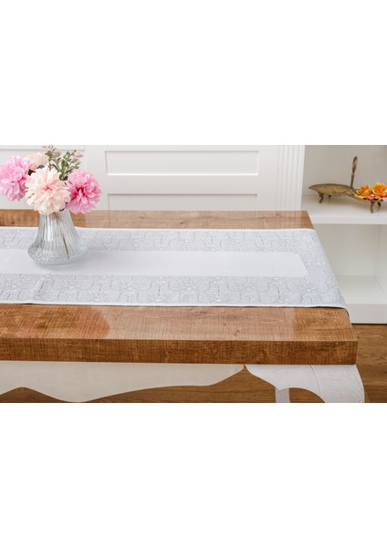 Ayda Jakar Polyester Kumaş Gri Runner 45X150 cm - 1417