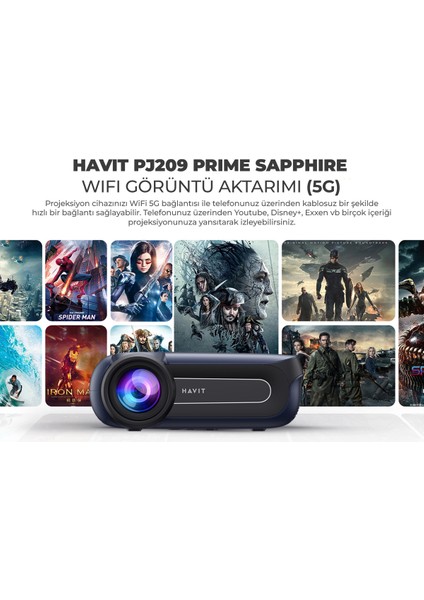 PJ209 Prime Sapphire Full Hd 1080P Projeksiyon Cihazı - 350 Ansi, Wifi Görüntü Aktarımı 5g fırsatları
