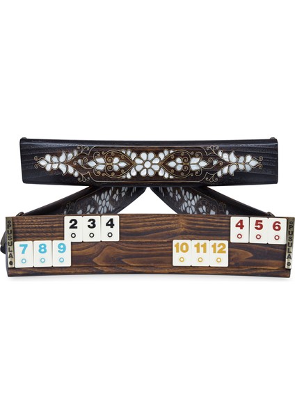 Gerçek Beyaz Sedef Işlemeli Ahşap Oval Okey Takımı Montego Oyun Seti