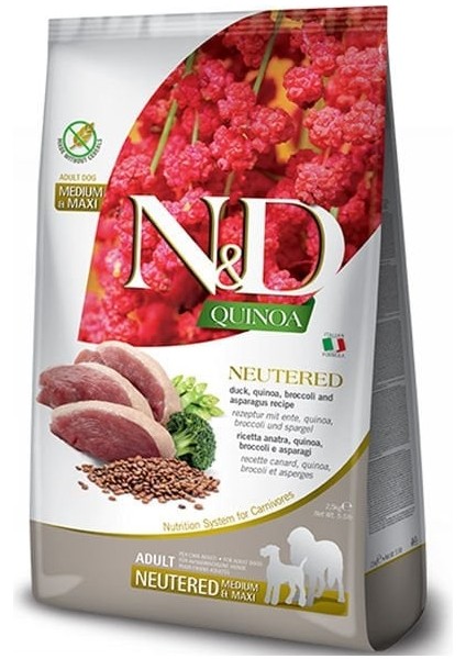 Quinoa Ördek ve Brokoli Orta ve Büyük Irk Yetişkin Kısırlaştırılmış Köpek Maması 2.5 kg