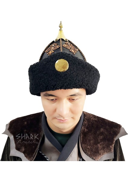 Hakiki Deri El Yapımı Börk Kubbeli Siyah Kahve