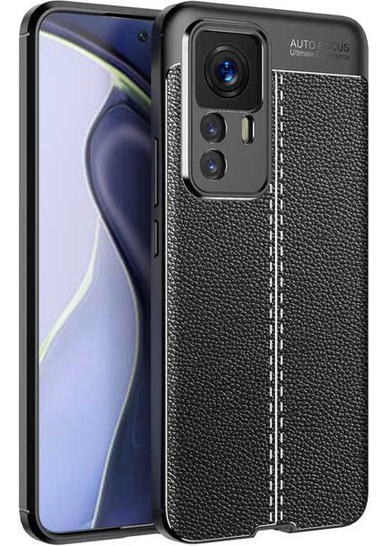 Xiaomi 12T Kılıf Niss Silikon Deri Görünümlü Kamera Korumalı+Nano Siyah