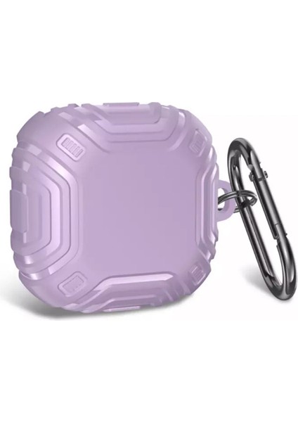 Samsung Galaxy Buds Pro Kılıf Sert Silikon Çizgi Desenli SF19 Mor