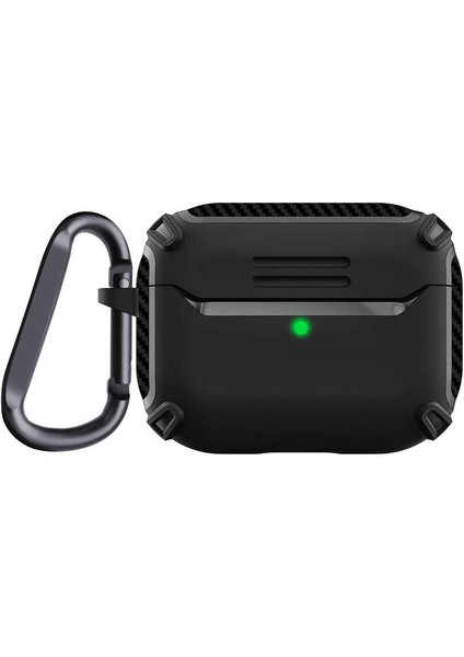 Apple Airpods Pro 2 Kılıf Sert Armor Karbon Görünüm A26 Siyah