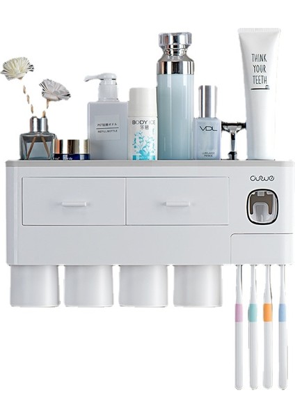 Deliksiz Duvara Monte Diş Fırçası Tutucu (4 Kişilik) (Yurt Dışından)