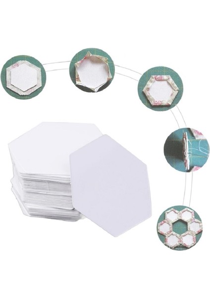 PeriStore 100 Adet Altıgen Şablon Patchwork Kağıt Kapitone Dikiş El Sanatları Dıy