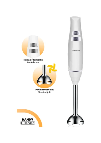 Handy 1500 Watt Paslanmaz Çelik 2 Bıçaklı Hız Ayarlı El Blender