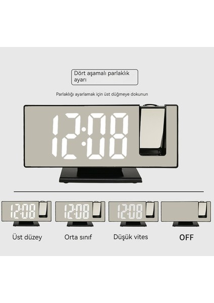 Yeni Masaüstü Saat LED Dijital Projeksiyon Çalar Saat (Yurt Dışından)
