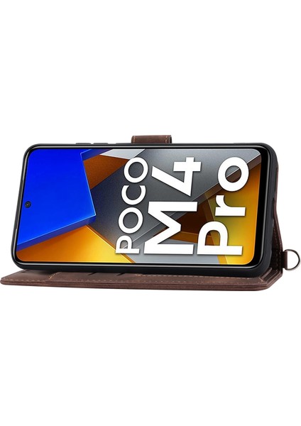 Lr Joyful Xiaomi Poco M4 Pro 4G İçin Çoklu Kart Yuvası Telefon Kasası, Baskılı Çiçekler Pu Deri Stand Cilt Touch Anti-Çizelge Telefon Kapağı Bilek Kayışı ve Omuz Kayışı (Yurt Dışından)