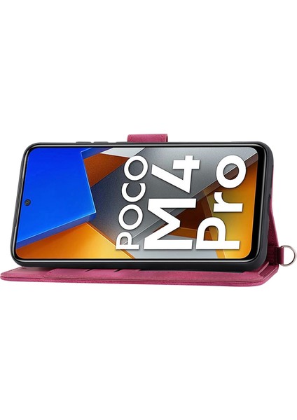 Lr Joyful Xiaomi Poco M4 Pro 4G İçin Çoklu Kart Yuvası Telefon Kasası, Baskılı Çiçekler Pu Deri Stand Cilt Touch Anti-Çizelge Telefon Kapağı Bilek Kayışı ve Omuz Kayışı (Yurt Dışından)