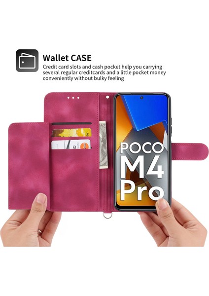 Lr Joyful Xiaomi Poco M4 Pro 4G İçin Çoklu Kart Yuvası Telefon Kasası, Baskılı Çiçekler Pu Deri Stand Cilt Touch Anti-Çizelge Telefon Kapağı Bilek Kayışı ve Omuz Kayışı (Yurt Dışından)