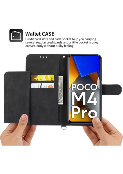 Lr Joyful Xiaomi Poco M4 Pro 4G İçin Çoklu Kart Yuvası Telefon Kasası, Baskılı Çiçekler Pu Deri Stand Cilt Touch Anti-Çizelge Telefon Kapağı Bilek Kayışı ve Omuz Kayışı (Yurt Dışından)