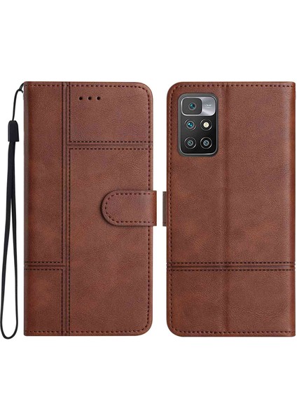 Xiaomi Redmi İçin 10 2022 4G Cowhide Doku Iş Stili Pu Deri Flip Kapak Cüzdan Stand Anti-Çizelge Telefon Kılıfı (Yurt Dışından)