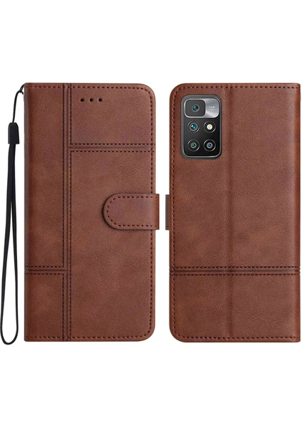 Lr Joyful Xiaomi Redmi İçin 10 2022 4G Cowhide Doku Iş Stili Pu Deri Flip Kapak Cüzdan Stand Anti-Çizelge Telefon Kılıfı (Yurt Dışından)