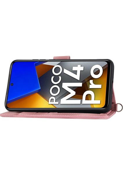 Lr Joyful Xiaomi Poco M4 Pro 4G İçin Çoklu Kart Yuvası Telefon Kasası, Baskılı Çiçekler Pu Deri Stand Cilt Touch Anti-Çizelge Telefon Kapağı Bilek Kayışı ve Omuz Kayışı (Yurt Dışından)